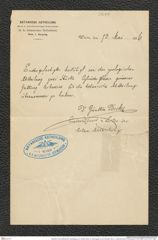 Nachlass Franz Steindachner, Bestätigung von Günther Beck von Mannagetta an die Intendanz des k.k. naturhistorischen Hofmuseums (13.05.1886), Inv.Nr. 28.01, Seite 1